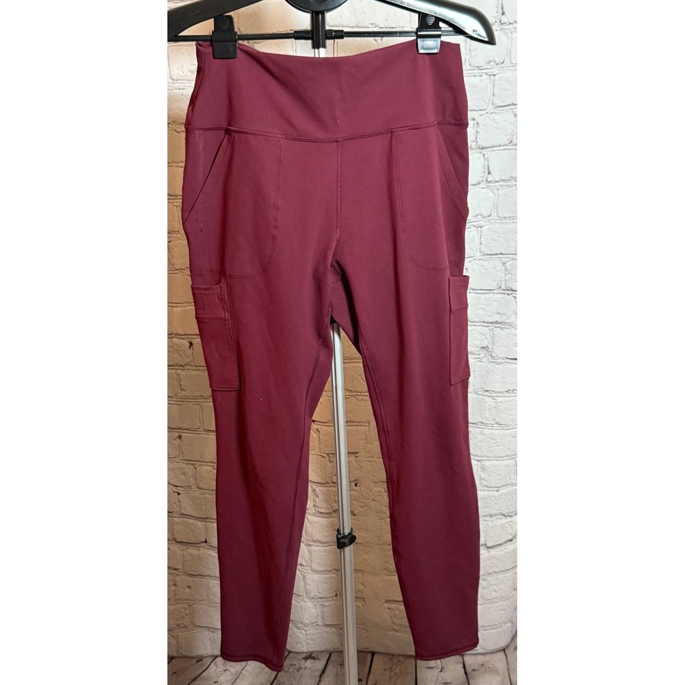 Spyder Active Womens Burgundy High Waisted Cargo Leggings XL